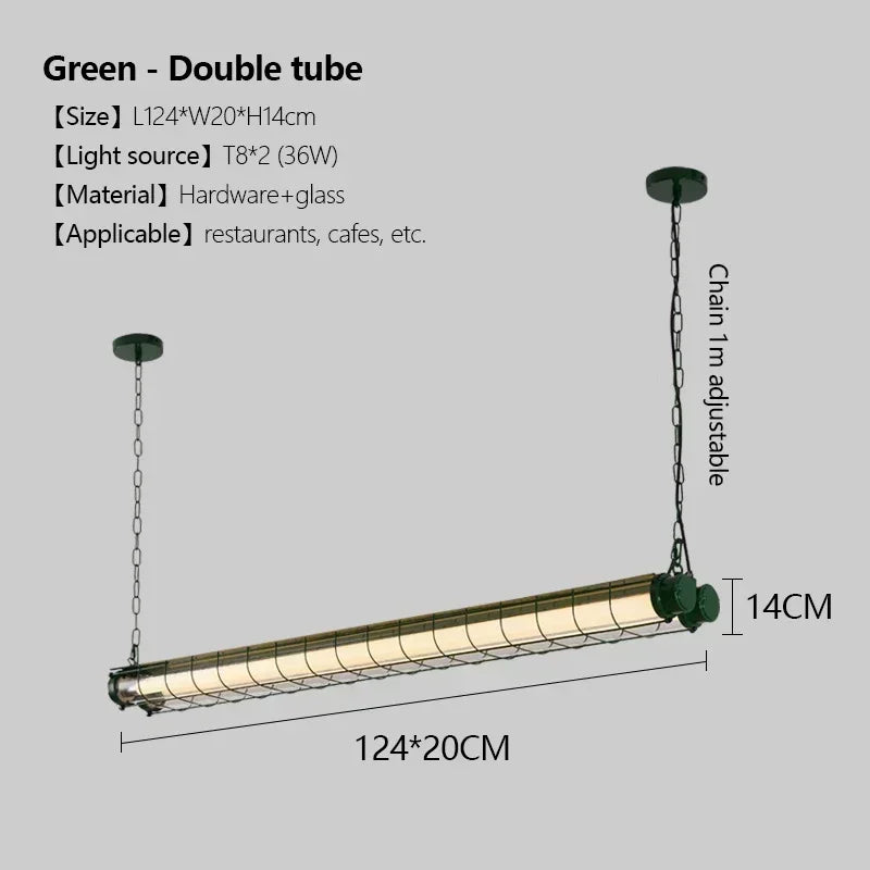 Industrial Iron Pendant Light Long Bar LED Hanging Lamp