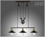 Industrial Iron Pendant Light with Pulley System