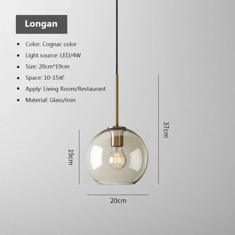 Nordic Glass Pendant Light Cognac for Dining Room