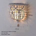 Bohemian Wood Beaded Chandelier with Draped Swags for Entryway