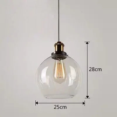 Industrial Clear Glass Pendant Light with Antique Brass Fitting for Bar