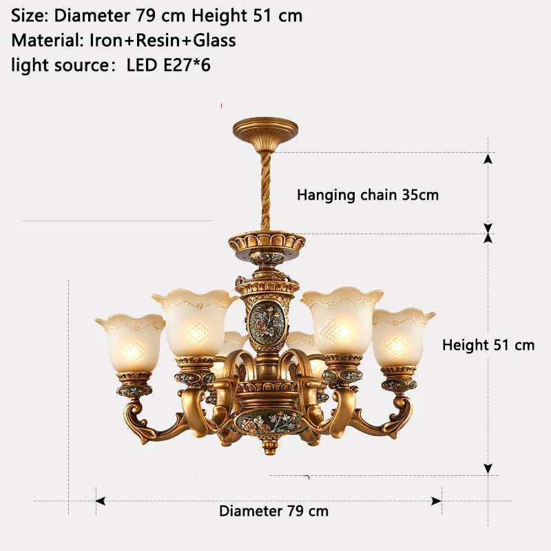 European Retro Iron Resin Pendant Lamp