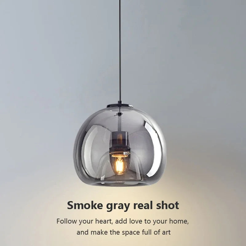 Nordic Glass Pendant Light with Iron Finish