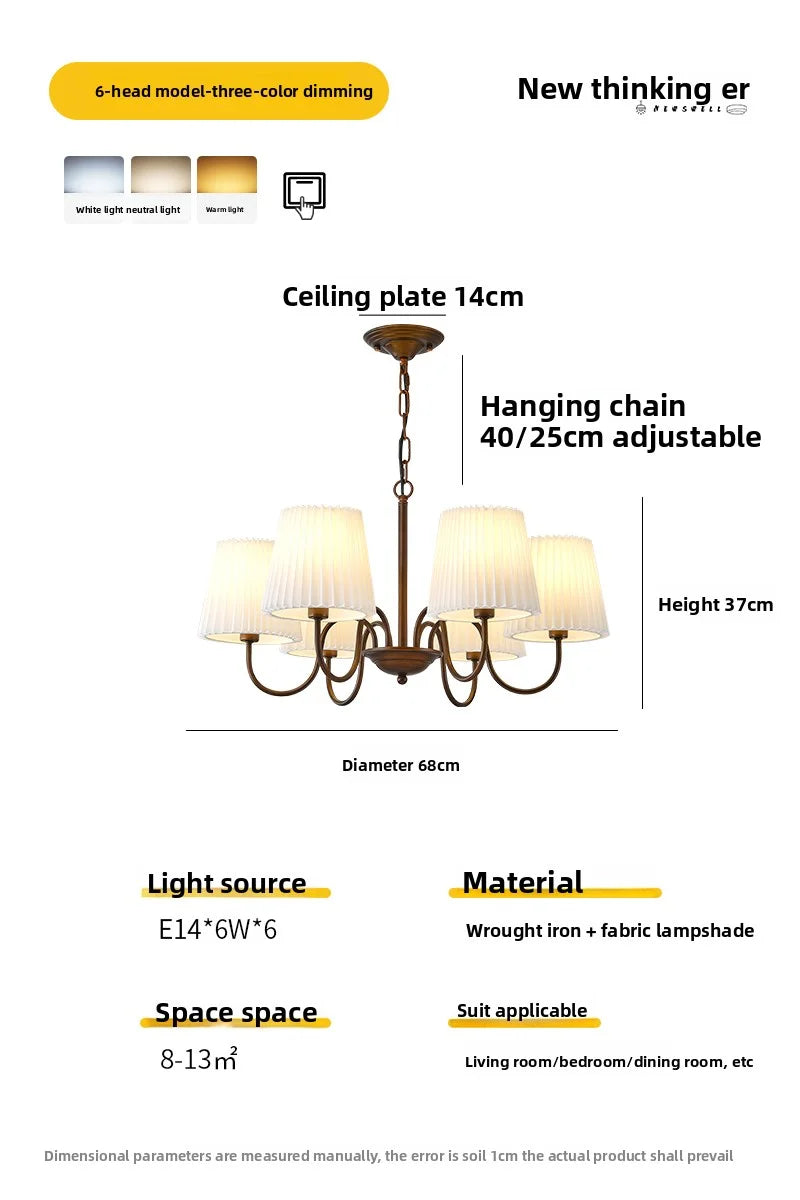 Rustic Pleated Crystal Pendant Light