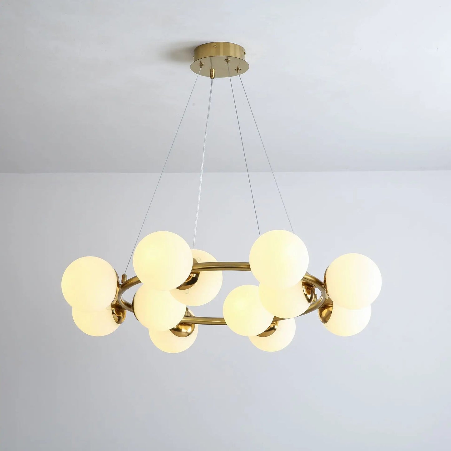 Scandinavian Ring Chandelier Glass Ball Pendant Light