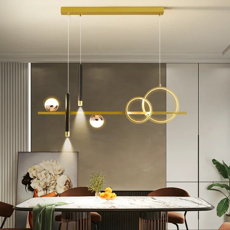 Minimalist Iron Pendant Light with Brass Accents