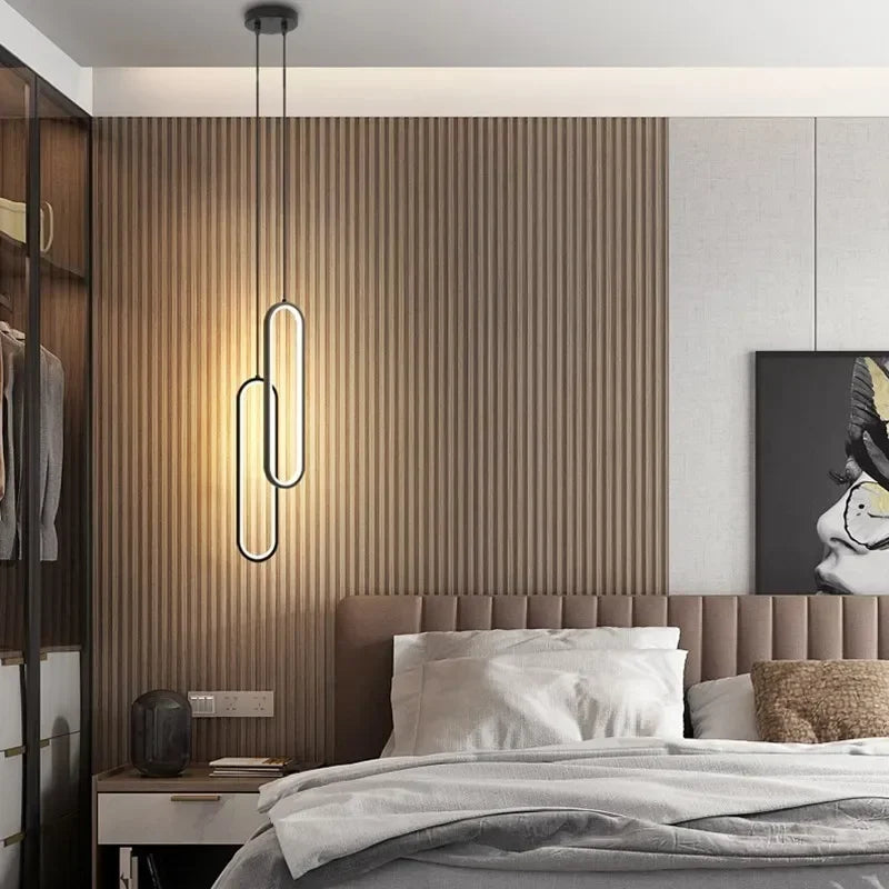 Lámpara colgante dorada minimalista para dormitorio y comedor