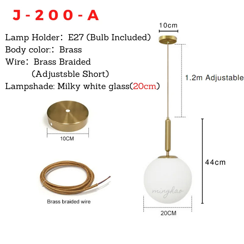 Nordic Minimalist Glass Ball Pendant Light