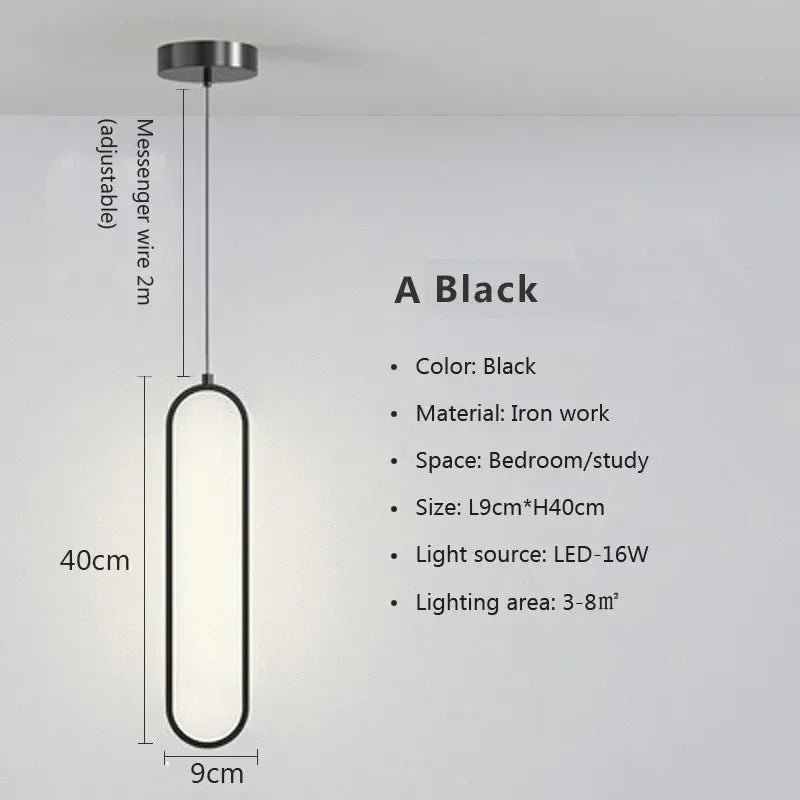 Lámpara colgante dorada minimalista para dormitorio y comedor
