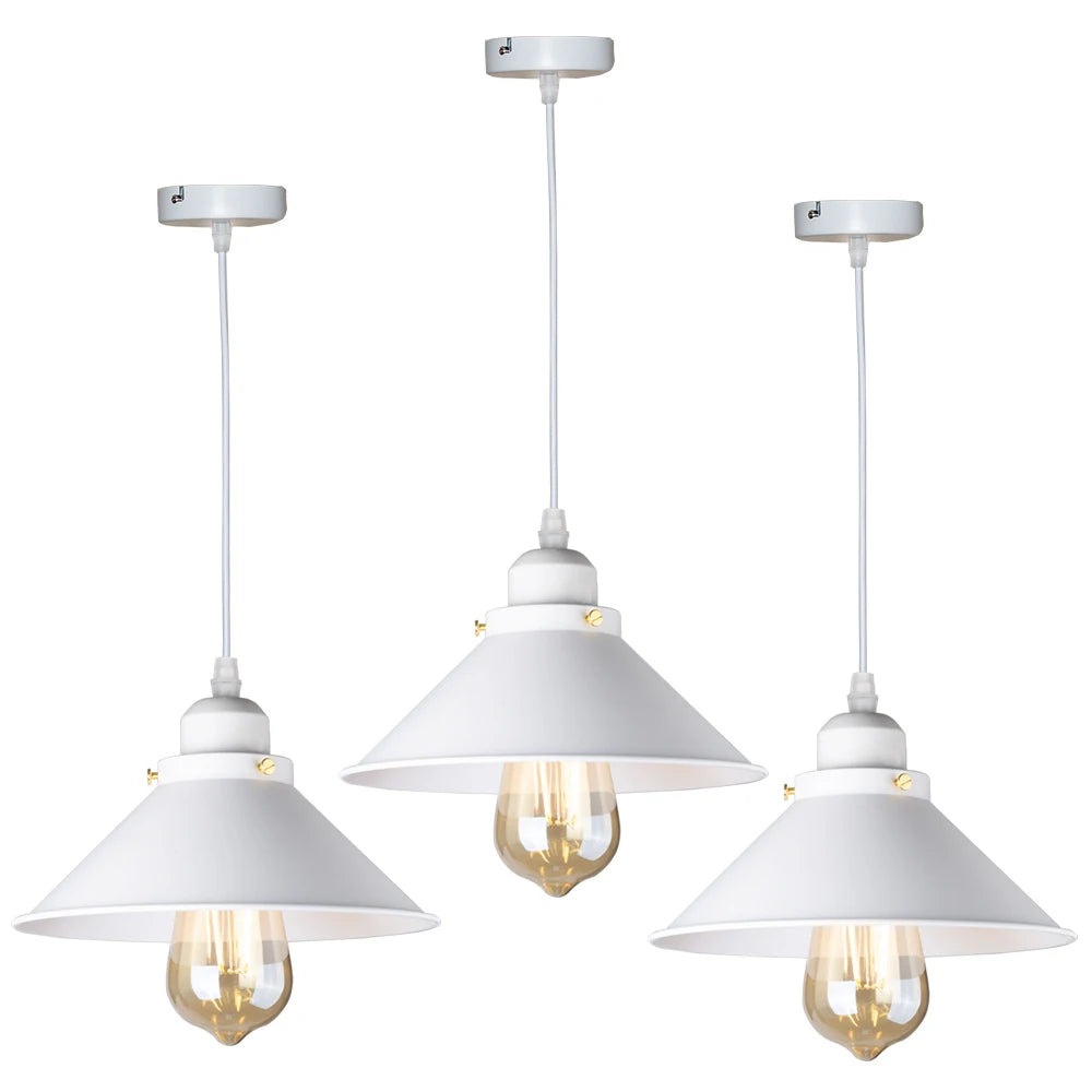 Retro Industrial Black Cone Pendant Light with Brass Fitting for Kitchen