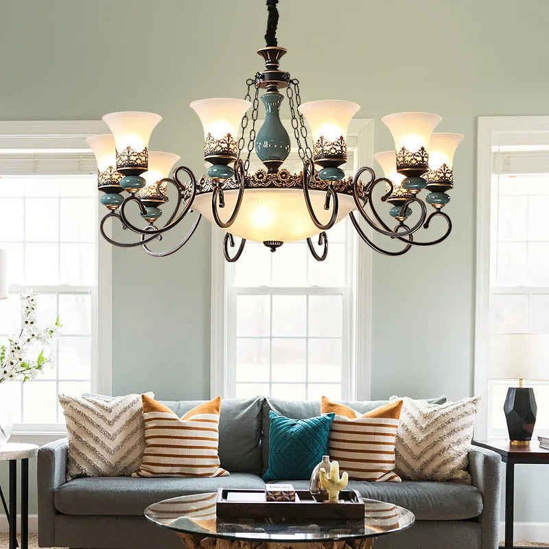 French Style Ceramic LED Chandelier - Classic Design