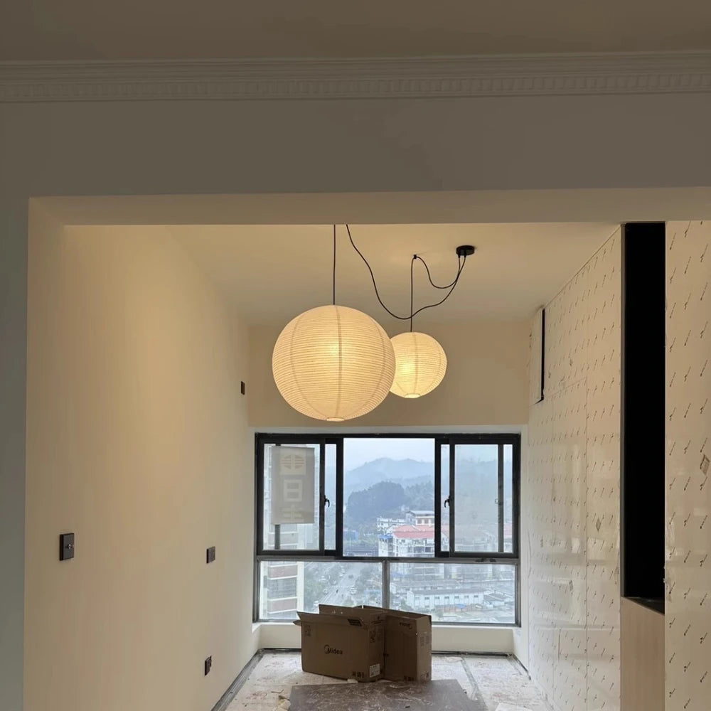 Minimalist Paper Ball Pendant Light for Bedroom