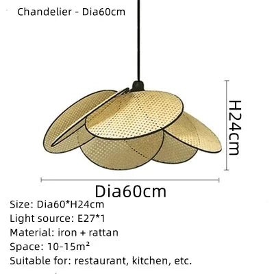 Bohemian Rattan Pendant Light for Living Room