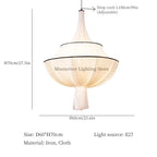 French Draped Fabric Chandelier with Tassel in White for Hotel Lobby