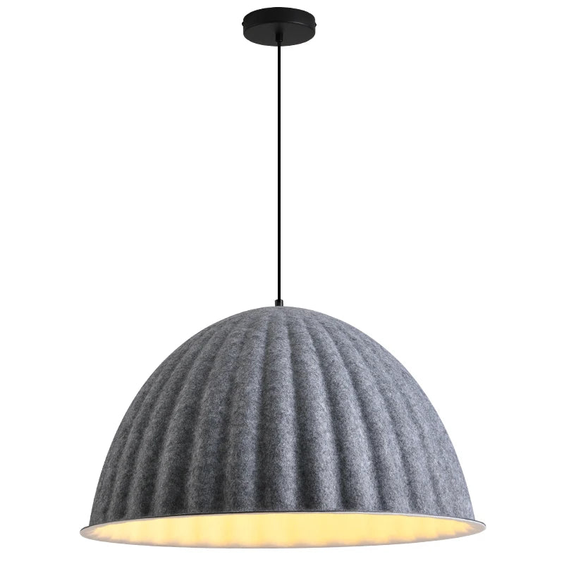 Danish Acoustic Felt Ribbed Dome Pendant Light for Office and Dining Room