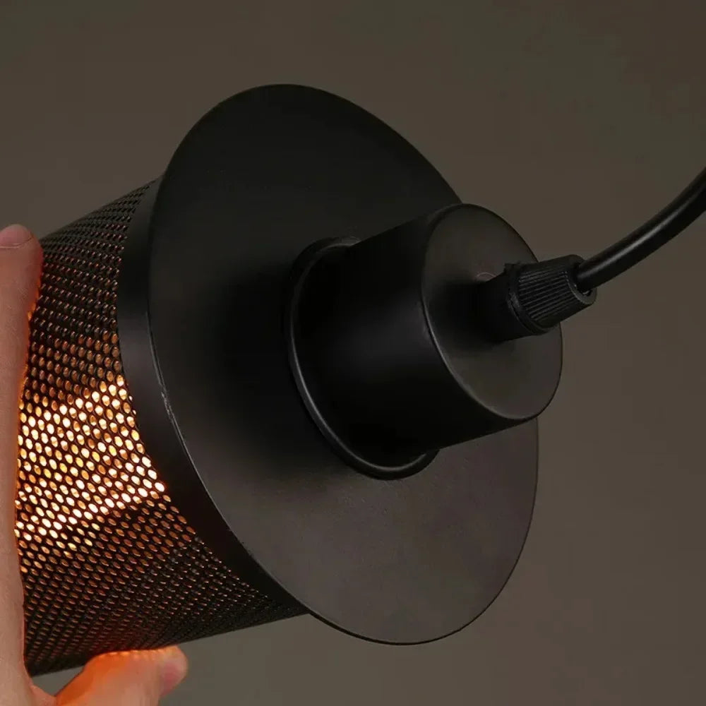 Industrial Black Iron Mesh Pendant Light