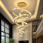 Modern Crystal Chandelier Lustre Stair Pendant Lights Duplex Architecture Living Room Pendant Lights Home Decoration Lighting