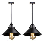 Retro Industrial Black Cone Pendant Light with Brass Fitting for Kitchen