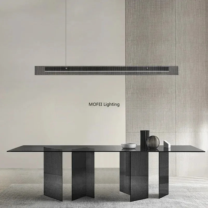 Minimalist Linear Pendant Light with Metal Finish