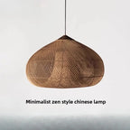 Wabi Sabi Rattan and Wood Pendant Light Hand Woven for Kitchen Island