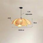 Retro Rural Hand-woven Natural Rattan Petal Chandelier Japanese-Southeast Asian Dining Room Bedroom Chandelier Artistic Atmosp