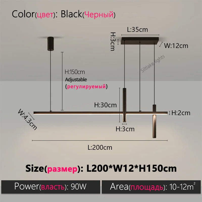 Minimalist Iron Linear Pendant Light for Dining