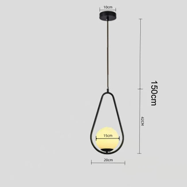 Nordic Glass Ball Pendant Light Brass Iron Hanging Lamp