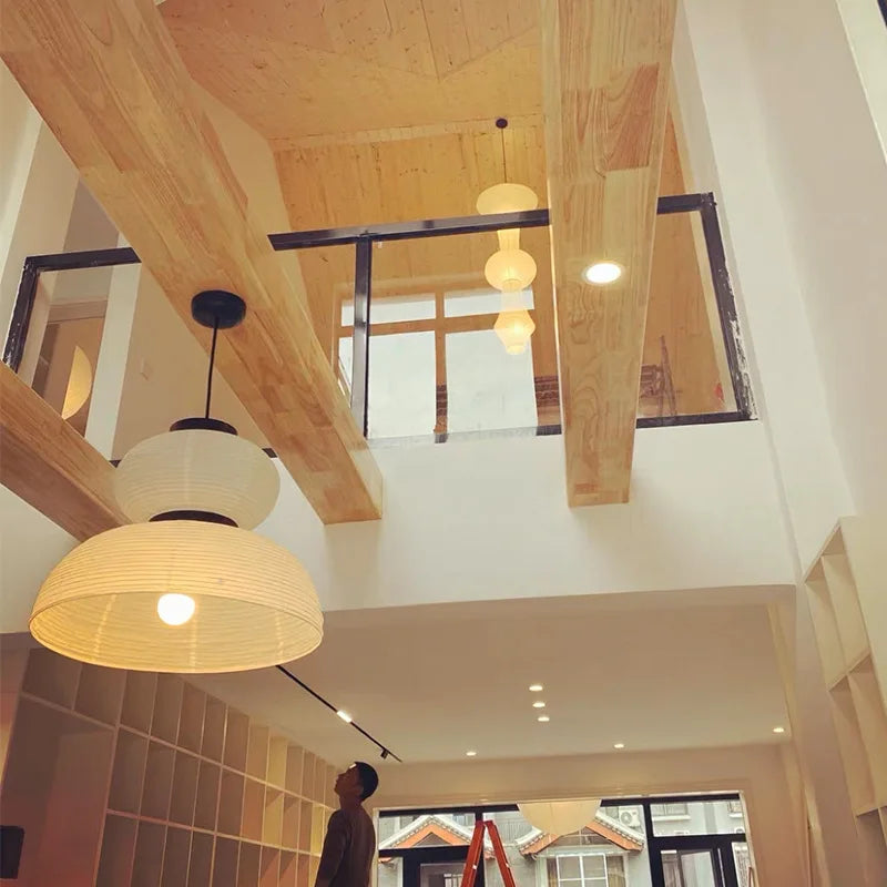 Minimalist Paper Pendant Light Japanese Lantern Design