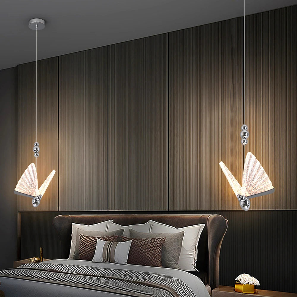Nordic Butterfly Pendant Light with Chrome Accents