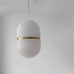 Minimalist Marble Pendant Light with Copper Accent