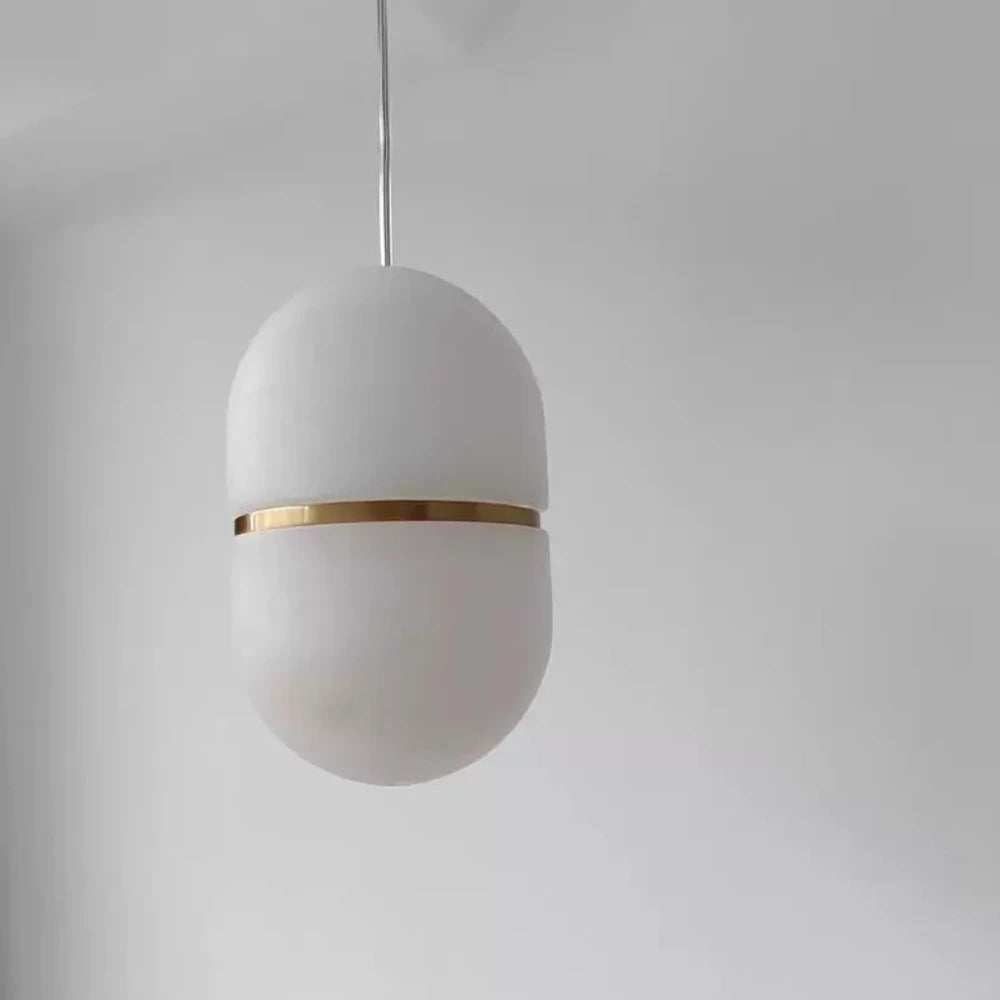 Minimalist Marble Pendant Light with Copper Accent