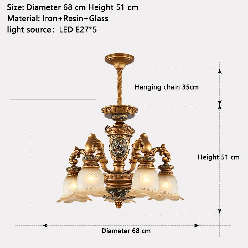 European Retro Iron Resin Pendant Lamp