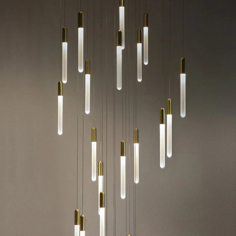 Minimalist Gold Copper Pendant Light for Staircase