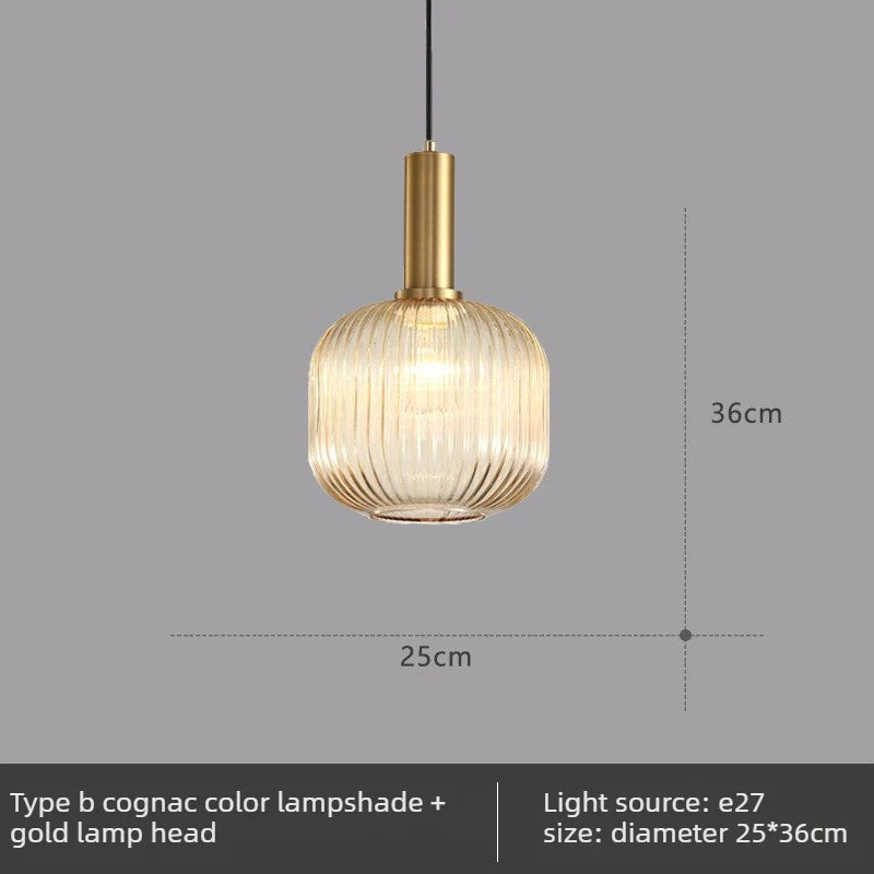 Nordic Glass Pendant Light with Copper Finish