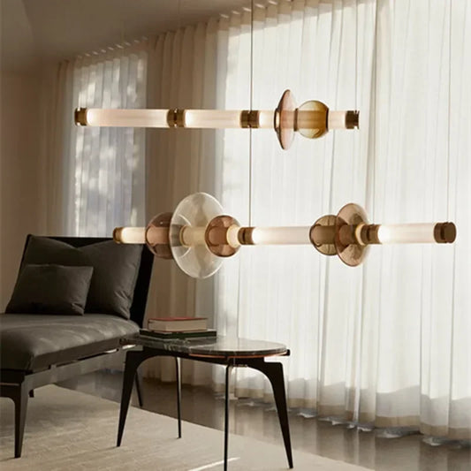 Minimalist Glass Pendant Light with Brass Accents