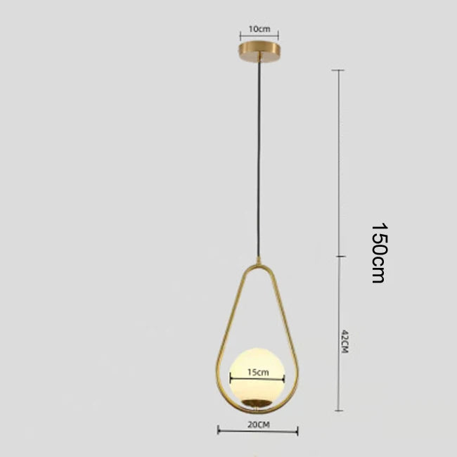 Lámpara colgante nórdica de bola de cristal de latón y hierro