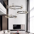 Modern Ring Glass Ball LED Chandelier Iron Frame