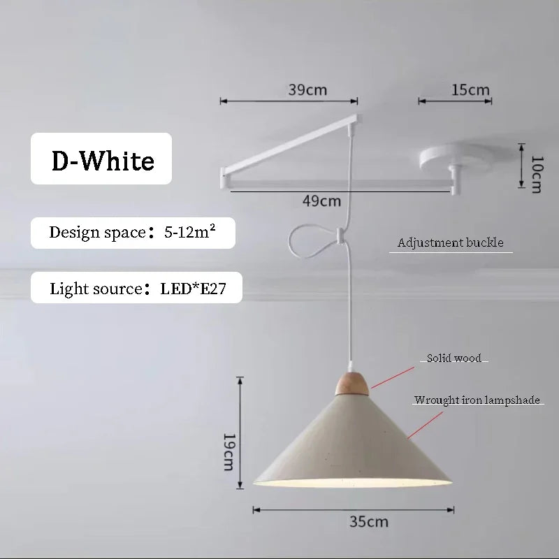 Nordic Iron Swing Arm Pendant Light for Dining Room