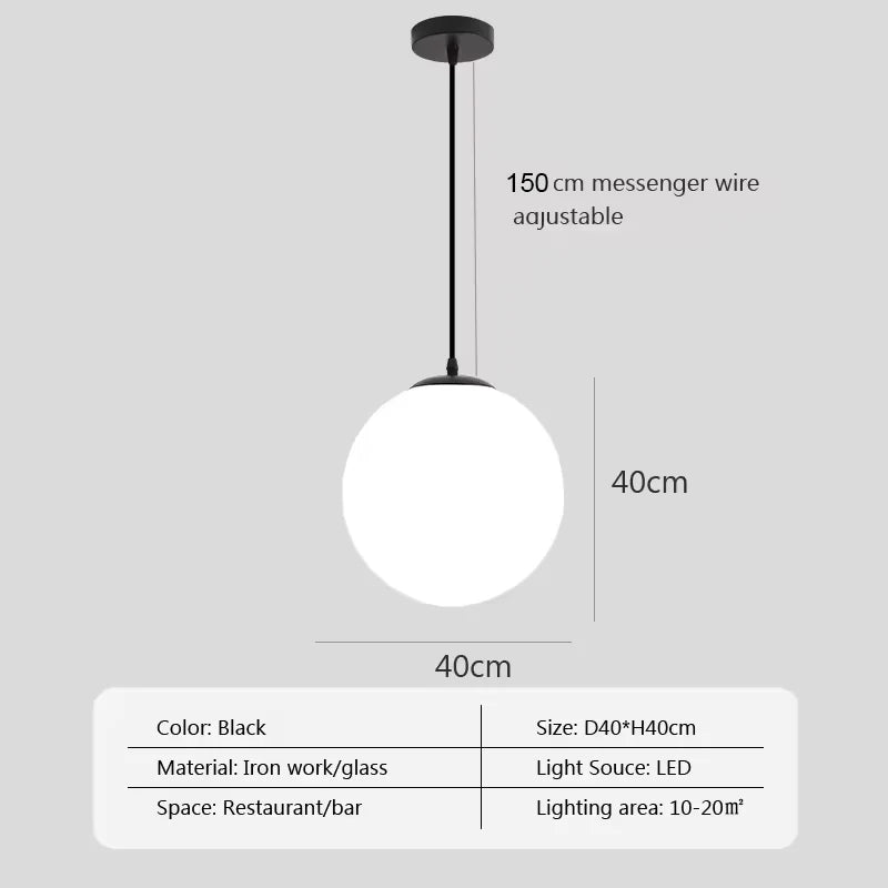 Nordic Glass Ball Pendant Light Brass Iron Hanging Lamp