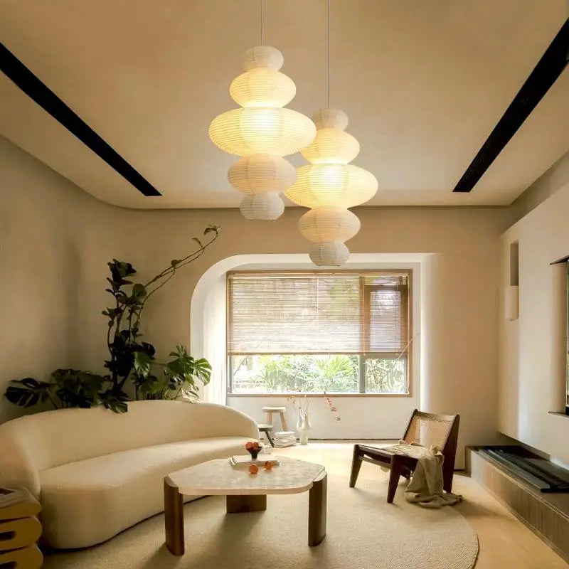 Nordic Rice Paper Pendant Light - Stacked Design