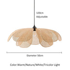 Bohemian Rattan Petal Pendant Light for Dining Room