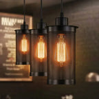 Industrial Black Iron Mesh Pendant Light