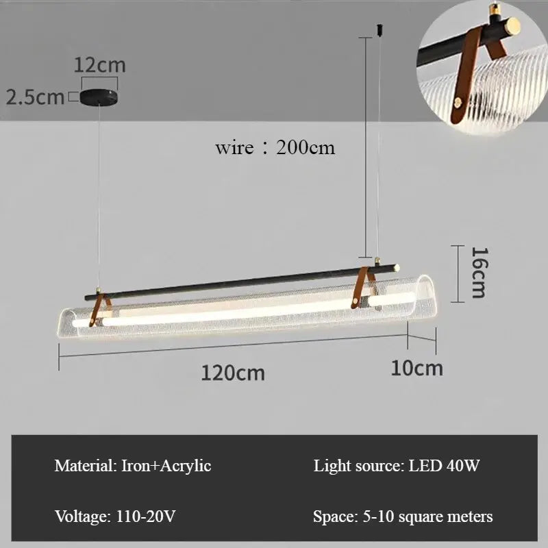 Lámpara colgante minimalista de cristal acrílico para comedor