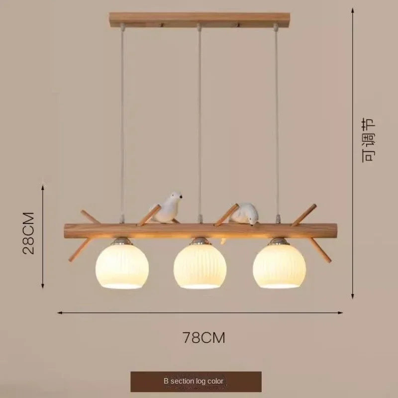 Nordic Wood Pendant Light with Glass Shades