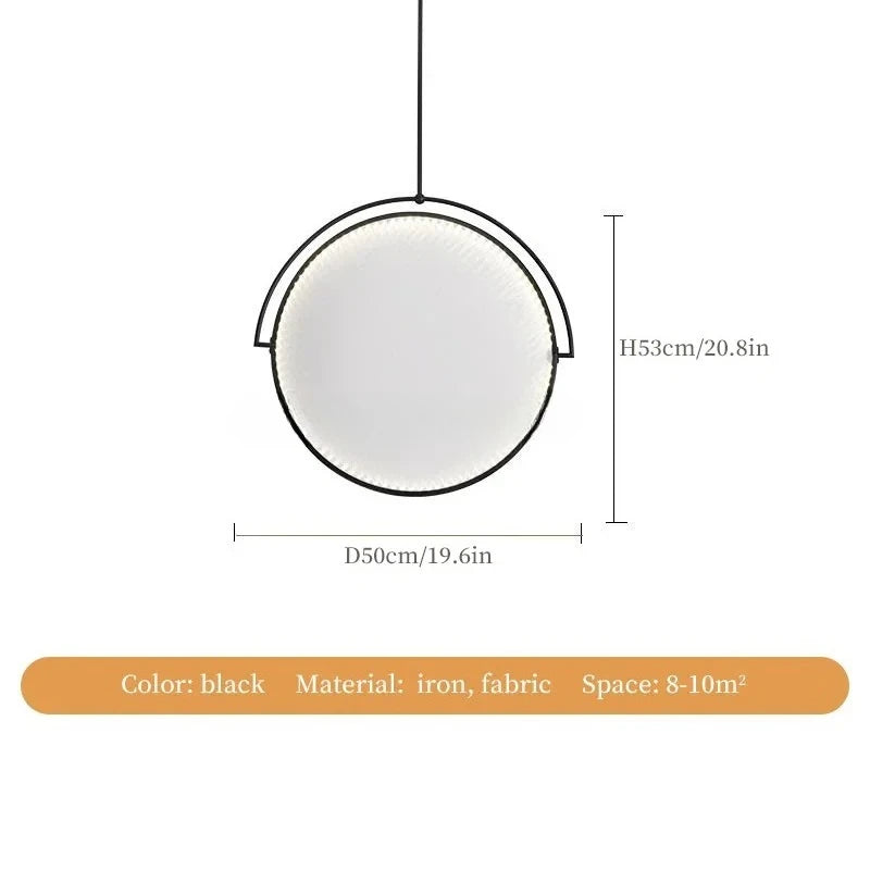 Nordic Iron Pendant Light with Fabric Shade