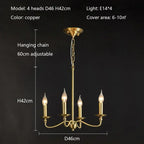 Retro Gold Candle Chandelier for Dining Room