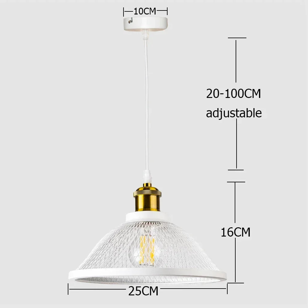 Industrial Black Iron Mesh Pendant Light for Dining