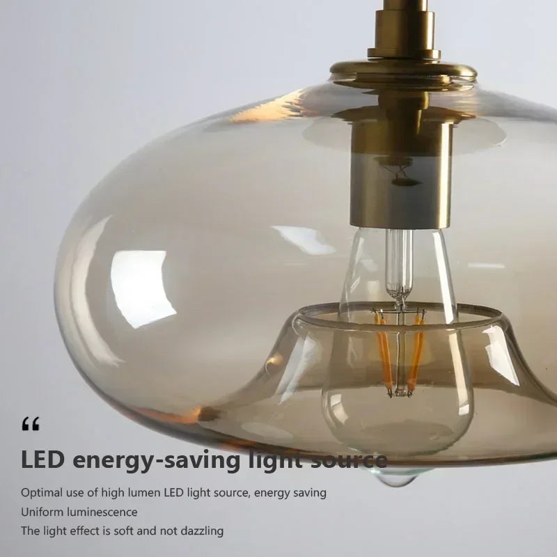 Nordic Glass Pendant Light Cognac for Dining Room