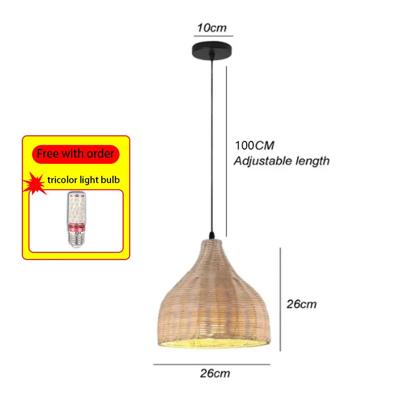 Bamboo Rattan Woven Pendant Light Chandelier