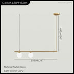 Nordic Minimalist Brass Pendant Light Linear Multi-Head